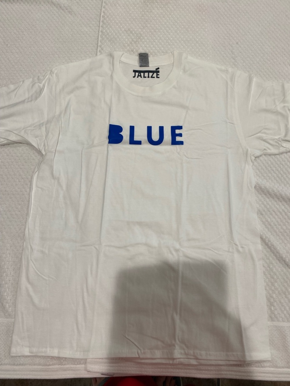 Jalize Men's White T-Shirt with Blue 'BLUE' Graphic